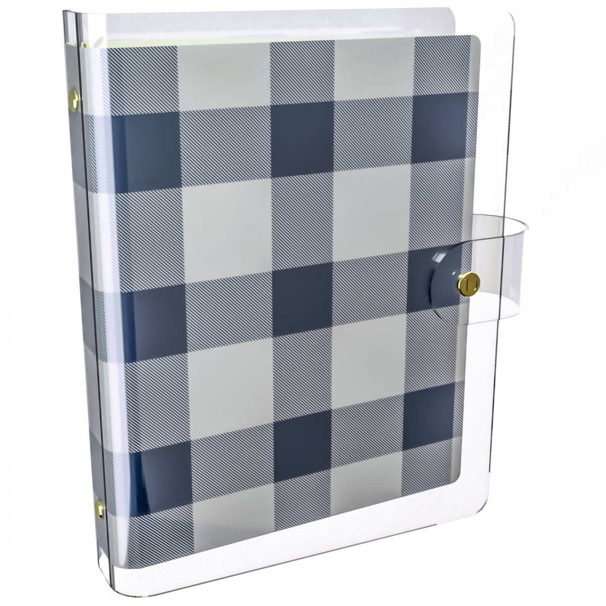 DISCAGENDA CLARITY CLEAR PVC PLANNER COVER - NAVY CHECKERED, RINGBOUND, A5 SIZE
