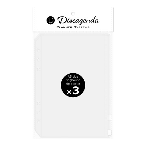 DISCAGENDA CLEAR ZIP POCKET 3 PACK