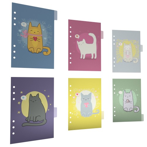 DISCAGENDA 6 SECTION PLASTIC DIVIDERS CUTE CAT